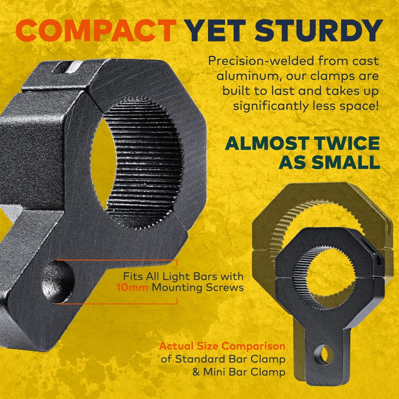 LAMPHUS Off-Road ATV UTV Light Bar Mounts Mounting Bracket Mini Bar Clamp Kits [0.75"/1"/1.25" Inch] [Vertical Bar] [Aluminium] [2 Unit] Bull Bar UTV Roll Bar Clamp Tube Roll Cage Clamps Mount - Image 3